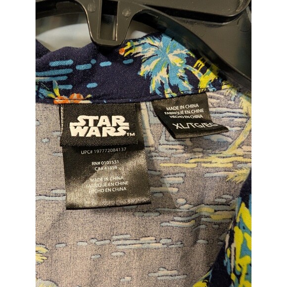 Star Wars Men’s XL Hawaiian Shirt | Tropical Aloha Print Button Up | Navy Blue - Picture 10 of 13